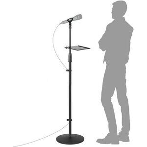 Microphone Stand, Adjustable Karaoke Mic Holder with Weighted Round Base